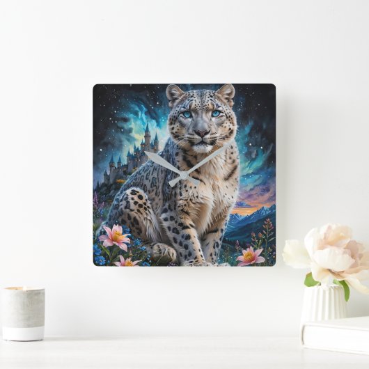 ユキヒョウの山の城スターリースカイ スクエア壁時計 (ホーム)