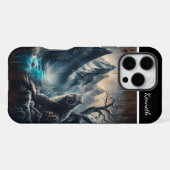 ユキヒョウの山の景色 iPhoneケース (裏面横)