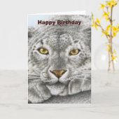 ユキヒョウの挨拶状 カード (黄色い花)