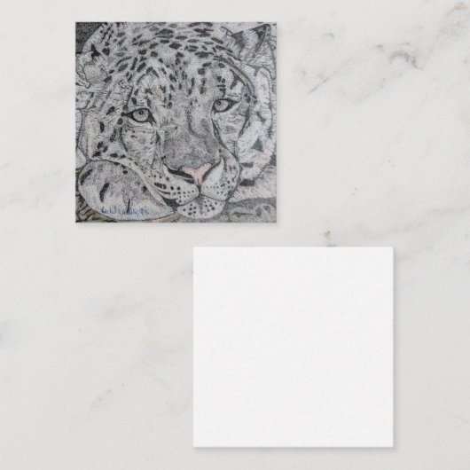 ユキヒョウの正方形の名刺、アートなカード スクエア名刺 (正面/裏面)