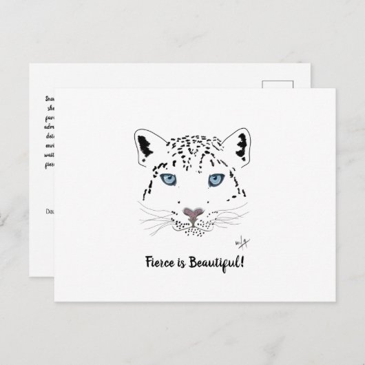ユキヒョウを励ます「激しいのは美しい」 ポストカード (正面/裏面)
