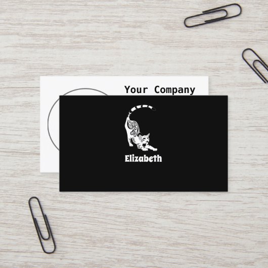 ユキヒョウペイズリーベンガルキャットヨガストレッチ 名刺 (正面/裏面インサイチュ)