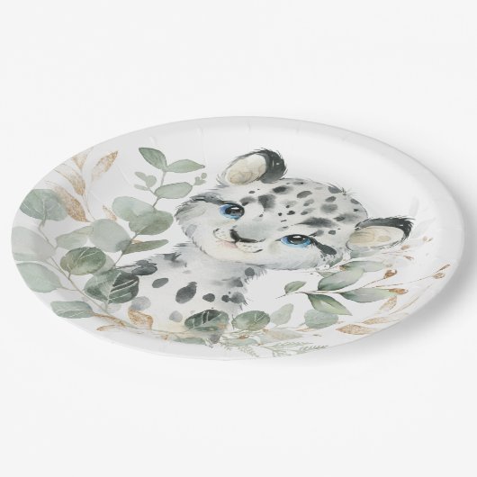 ユキヒョウ冬季オーネダーランド北極緑 ペーパープレート (アングル)