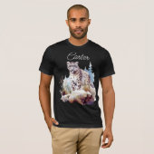 ユキヒョウ冬山パーソナライズされた Tシャツ (正面フル)