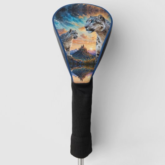 ユキヒョウ城サンライズ反射 ゴルフヘッドカバー (正面)