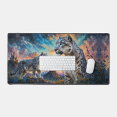 ユキヒョウ城サンライズ反射 デスクマット (キーボード&マウス)