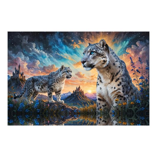 ユキヒョウ城サンライズ反射 フォトプリント            (正面)