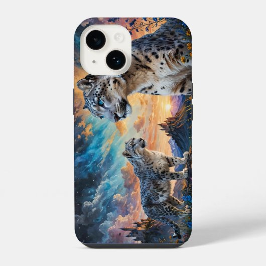 ユキヒョウ城サンライズ反射 iPhoneケース (裏面)