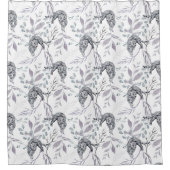 ユキヒョウ植物学お洒落院 シャワーカーテン (正面)