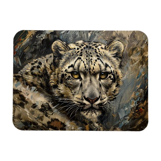 ユキヒョウ油絵 マグネット (横)