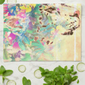 ユキヒョウ熱帯花ハワイアンパステル キッチンタオル (折り畳み)