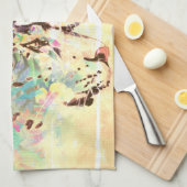 ユキヒョウ熱帯花ハワイアンパステル キッチンタオル (四つ折り)