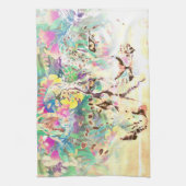 ユキヒョウ熱帯花ハワイアンパステル キッチンタオル (縦)