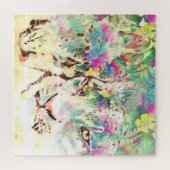 ユキヒョウ熱帯花ハワイアン動物 ジグソーパズル (横)