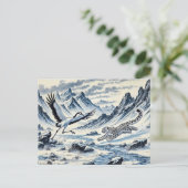 ユキヒョウ狩りクレーンイ中国のンク絵を描ズ ポストカード (スタンド正面)