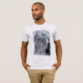 ユキヒョウ絶滅危惧種大きな猫 Tシャツ (正面フル)