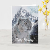 ユキヒョウ絶滅危惧種誕生日カード カード (黄色い花)