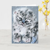 ユキヒョウ赤ちゃん動物用挨拶カード カード (黄色い花)
