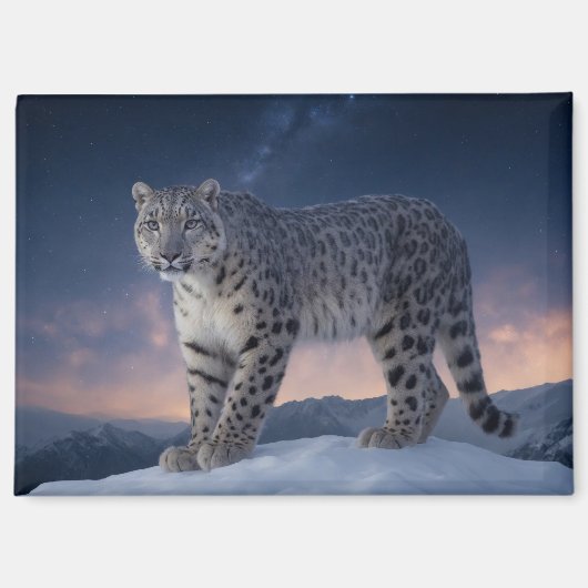 ユキヒョウ野生威厳のある動物A星空銀河系 マグネット (正面)