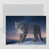 ユキヒョウ野生威厳のある動物A星空銀河系 案内状 (正面/裏面)
