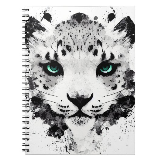 ユキヒョウ野生自然動物カラーアート絵画ズ ノートブック (正面)