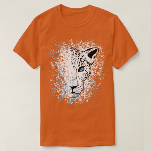 ユキヒョウ青い目ヒョウカッコいい738 Tシャツ (デザイン正面)