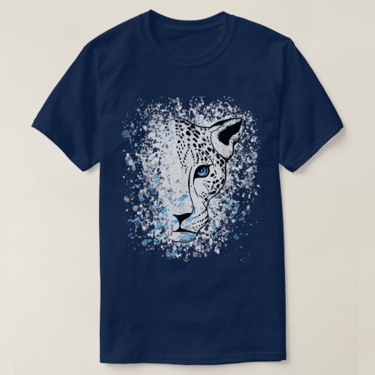 ユキヒョウ青い目ヒョウカッコいい Tシャツ (デザイン正面)