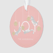 ユキヒョウ&ジョーピンククリスマスフォトオーナメント オーナメント (正面)