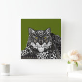 ユキヒョウ スクエア壁時計 (ホーム)