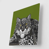 ユキヒョウ スクエア壁時計 (傾斜)