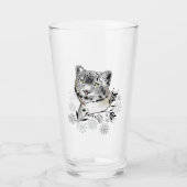 ユキヒョウ+冬のエレガンス+青い雪の結晶 タンブラーグラス (正面)