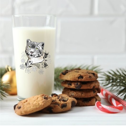 ユキヒョウ+冬のエレガンス+青い雪の結晶 タンブラーグラス