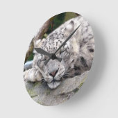 ユキヒョウ – 美しい! ラウンド壁時計 (傾斜)