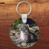 ユキヒョウ、若い子 キーホルダー (正面)