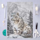 ユキヒョウ 野生の猫 水彩画 薄葉紙 (クラフト)
