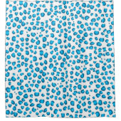 ユキモダンヒョウアニマルプリントパタンブルー シャワーカーテン (正面)