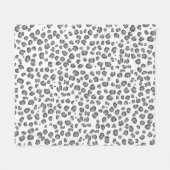 ユキモダンヒョウアニマルプリントパターングレー フリースブランケット (正面(横))