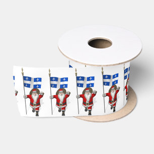 ユケーブのエンブレムを身に着けた面白い愛国的なサンタクロース サテンリボン