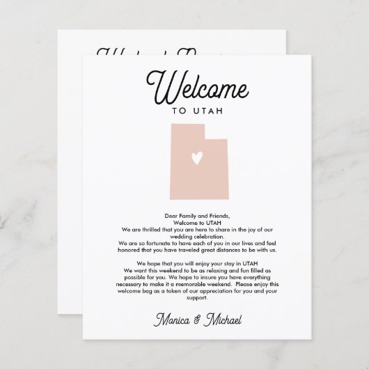 ユタのウェルカムレターの旅程ANY COLOR (正面/裏面)