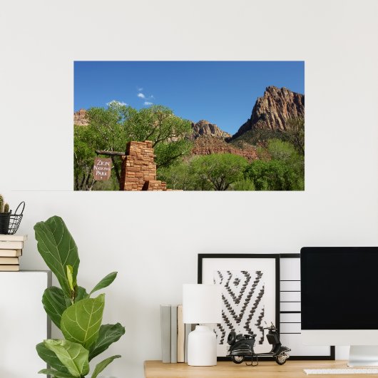 ユタのシオン国立公園への入り口 ポスター (ホームオフィス)