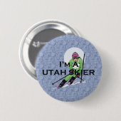 ユタの上のスキーヤー 缶バッジ (正面&裏面)