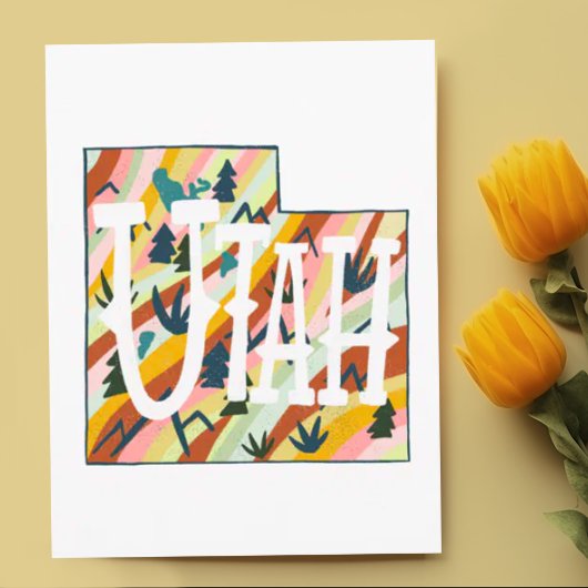 ユタの図解入りの、写真付きの地図 ポストカード