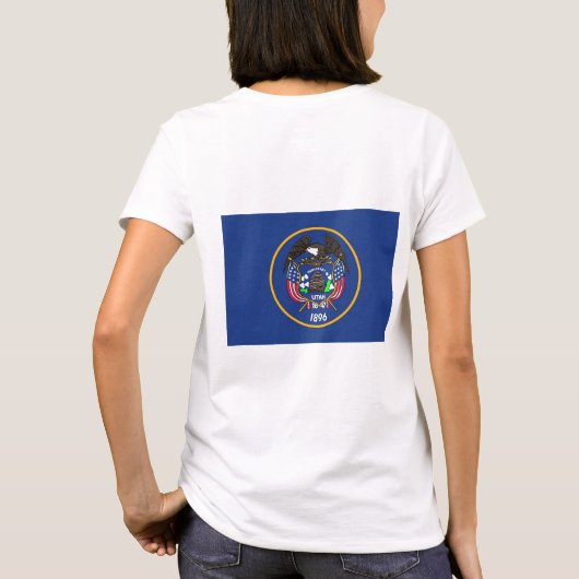 ユタの女子フリースジップジョガー国旗 Tシャツ (裏面)