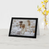 ユタの子馬のONAQUIの挨拶状の野生の馬 カード (黄色い花)