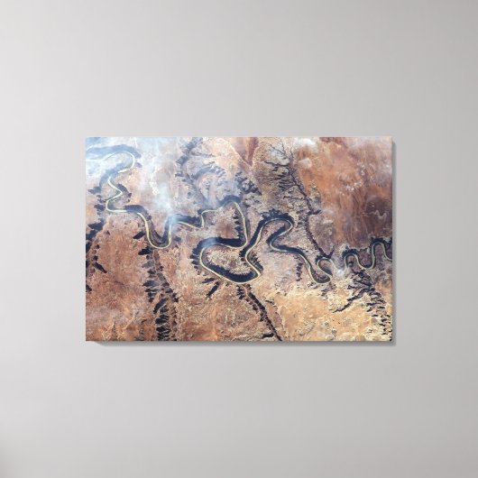 ユタの緑の川とその支流の峡谷 キャンバスプリント (正面)