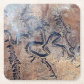 ユタの緑の川とその支流の峡谷 スクエアペーパーコースター (正面)