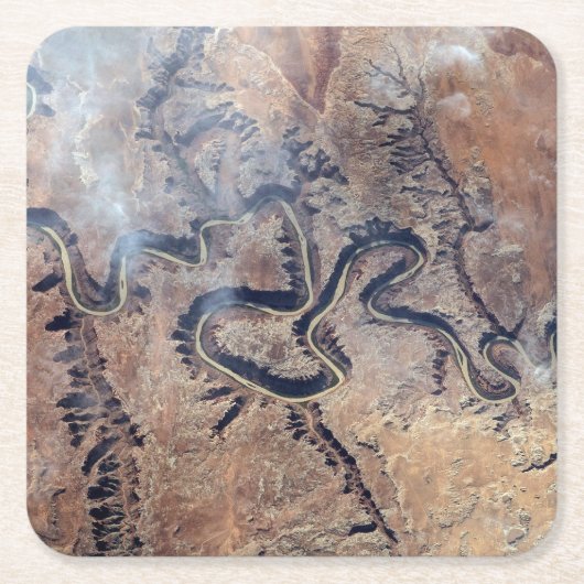 ユタの緑の川とその支流の峡谷 スクエアペーパーコースター (正面)