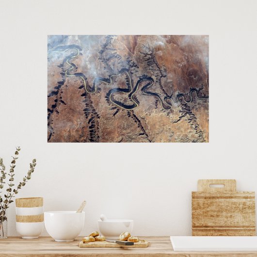 ユタの緑の川とその支流の峡谷 ポスター (キッチン)