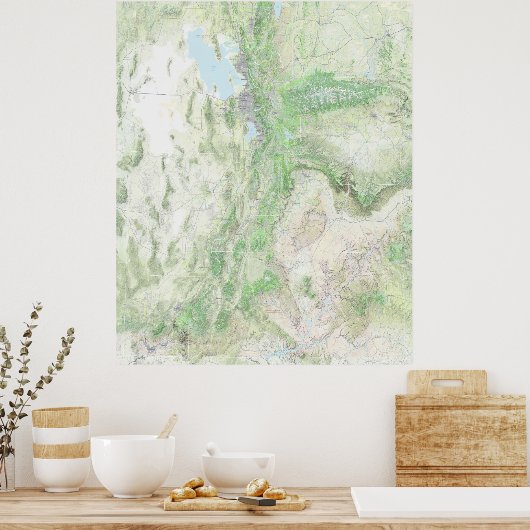 ユタの風景（地図） ポスター (キッチン)