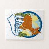 ユタの鹿の旅行ロゴ ジグソーパズル (横)